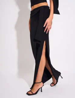 Cheap Knot Detail Luxe Slinky Maxi Skirt Skirts