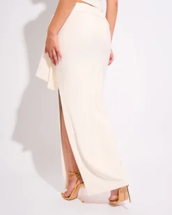 Best Sale Knot Detail Luxe Slinky Maxi Skirt Skirts