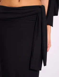 Cheap Knot Detail Luxe Slinky Maxi Skirt Skirts