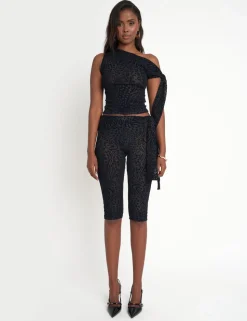 Discount Knot Detail Tie Side Leopard Devore Capri Pants Sculpt & Leisure | Kaiia The Label