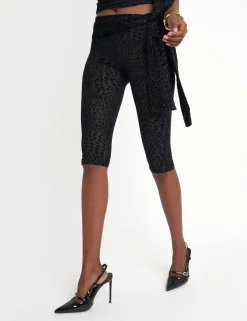 Discount Knot Detail Tie Side Leopard Devore Capri Pants Sculpt & Leisure | Kaiia The Label