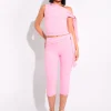 Fashion Knot Detail Tie Side Luxe Slinky Capri Pants Co-ords | Trousers