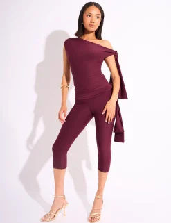 Hot Knot Detail Tie Side Luxe Slinky Capri Pants Co-ords | Joggers & Leggings