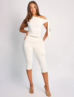 Sale Knot Detail Tie Side Luxe Slinky Capri Pants Back In Stock | Co-ords