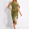 Cheap Knot Detail Tie Side Luxe Slinky Capri Pants Back In Stock | Joggers & Leggings