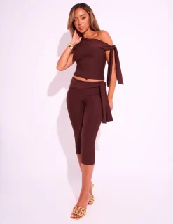 Sale Knot Detail Tie Side Luxe Slinky Capri Pants Back In Stock | Co-ords