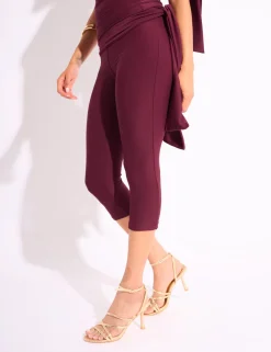 Hot Knot Detail Tie Side Luxe Slinky Capri Pants Co-ords | Joggers & Leggings