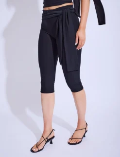 Store Knot Detail Tie Side Luxe Slinky Capri Pants Back In Stock | Joggers & Leggings
