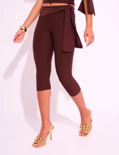 Sale Knot Detail Tie Side Luxe Slinky Capri Pants Back In Stock | Co-ords