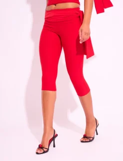Discount Knot Detail Tie Side Luxe Slinky Capri Pants Back In Stock | Co-ords