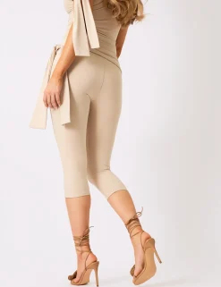Sale Knot Detail Tie Side Luxe Slinky Capri Pants Joggers & Leggings | Joggers & Leggings