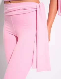 Fashion Knot Detail Tie Side Luxe Slinky Capri Pants Co-ords | Trousers