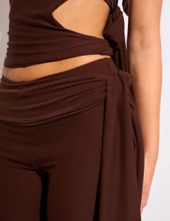 Cheap Knot Detail Tie Side Luxe Slinky Trousers Joggers & Leggings | Joggers & Leggings