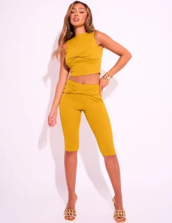 Cheap Knot Front Mesh Capri Pant Joggers & Leggings | Joggers & Leggings