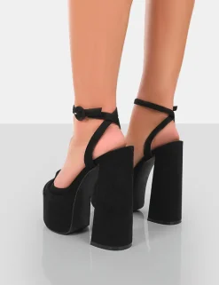 Best Sale Knot On Faux Suede Knotted Platform High Heeled Sandals 6" Heels | Block Heels