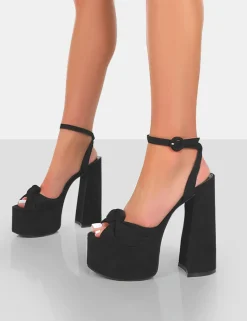 Best Sale Knot On Faux Suede Knotted Platform High Heeled Sandals 6