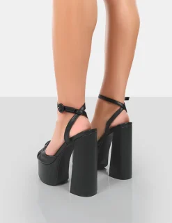 Clearance Knot On Pu Knotted Platform High Heeled Sandals 6" Heels | Block Heels