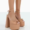 Online Knot On Pu Knotted Platform High Heeled Sandals 6" Heels | Block Heels