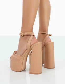 Online Knot On Pu Knotted Platform High Heeled Sandals 6" Heels | Block Heels