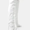 Discount Kodak Croc Pointed Toe Zip Detail Over The Knee Boots Heeled Boots | Over The Knee Boots