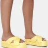 Clearance Kos Raffia Cross Over Strap Slip On Flatform Sandals Flats