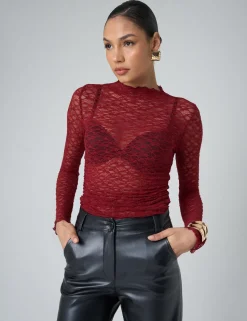Hot Lace Long Sleeve Top Tops