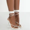 Sale Lacey Square Toe Strappy Lace Up Stiletto Heels Back In Stock | 4" Heels