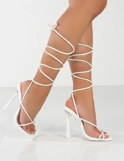 Sale Lacey Square Toe Strappy Lace Up Stiletto Heels Back In Stock | 4