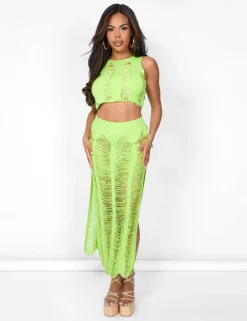 Outlet Ladder Detail Maxi Skirt Co-ords