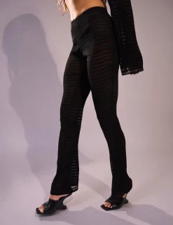 Fashion Laddered Mesh Straight Leg V Waist Pants Co-ords | Trousers