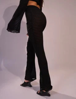 Fashion Laddered Mesh Straight Leg V Waist Pants Co-ords | Trousers