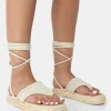 Clearance Laguna Beach Cream Towelling Flip Flop Raffia Sandals Flats