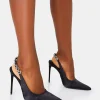 Best Sale Leanna Satin Diamante Slingback Court Stiletto Heel Court Heels | Diamante Heels