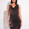 Flash Sale Leopard Graphic Cowl Neck Mini Dress Dresses