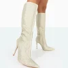 Best Sale Lexi Gold Diamante Stiletto Knee High Boots Diamante Heels | Block Heels