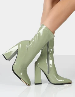 Best Liberty Pu Sock High Heeled Ankle Boots Back In Stock | Heeled Boots