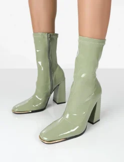 Best Liberty Pu Sock High Heeled Ankle Boots Back In Stock | Heeled Boots