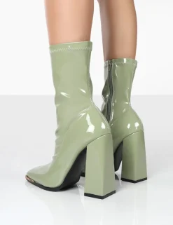 Best Liberty Pu Sock High Heeled Ankle Boots Back In Stock | Heeled Boots