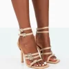 Online Lindsey Nude Pu Strappy Square Toe Stiletto Heels Strappy Heels | Square Toe Heels