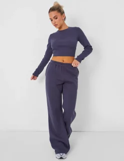 Fashion Long Sleeve Ribbed Top Dark Sculpt & Leisure | Kaiia The Label
