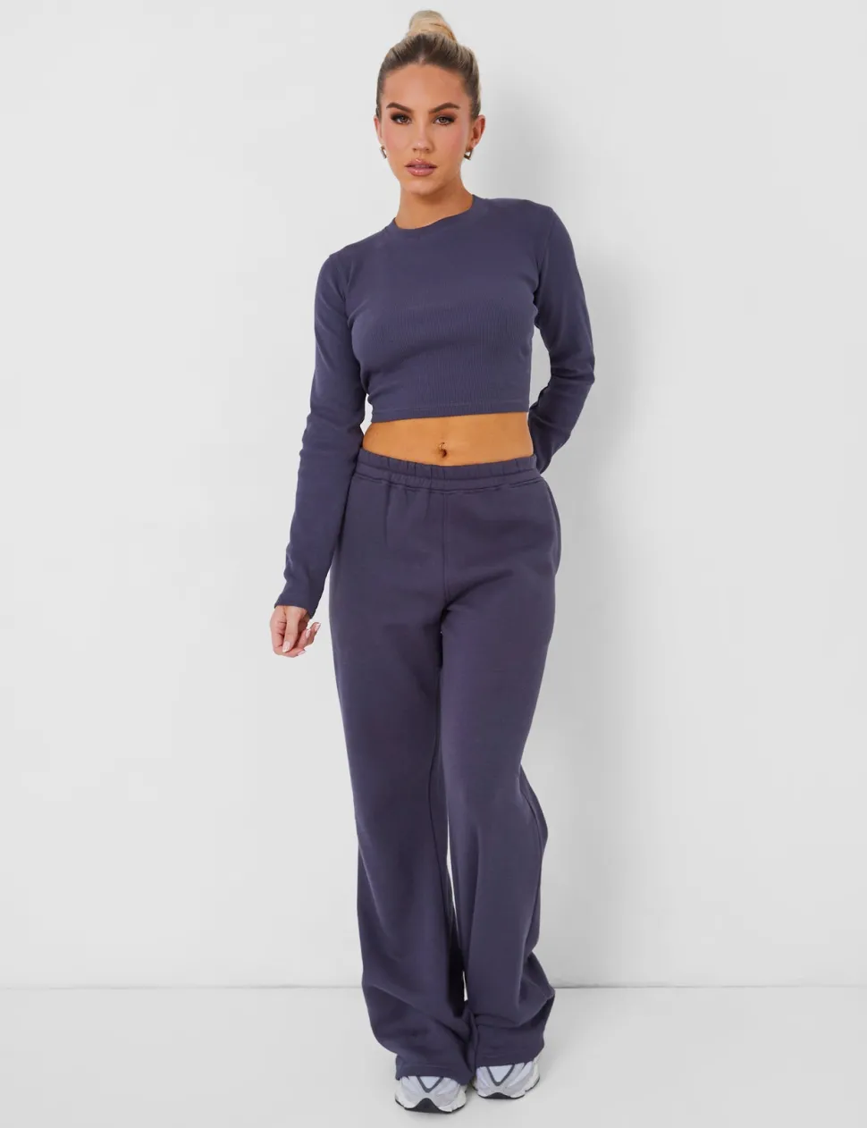 Fashion Long Sleeve Ribbed Top Dark Sculpt & Leisure | Kaiia The Label