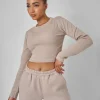 Best Long Sleeve Ribbed Top Stone Sculpt & Leisure | Kaiia The Label