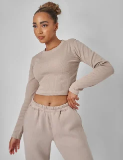 Best Long Sleeve Ribbed Top Stone Sculpt & Leisure | Kaiia The Label