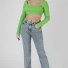 Store Long Sleeve Square Neck Crop Top Sculpt & Leisure | Kaiia The Label