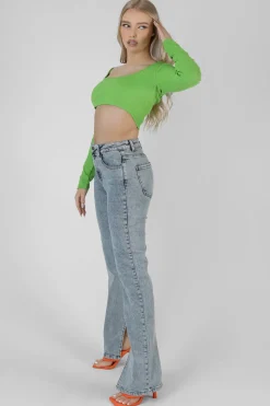 Store Long Sleeve Square Neck Crop Top Sculpt & Leisure | Kaiia The Label