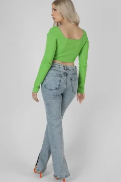 Store Long Sleeve Square Neck Crop Top Sculpt & Leisure | Kaiia The Label