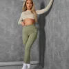 Best LONG SLEEVE UNDERBUST CROP TOP STONE Back In Stock | Sculpt & Leisure