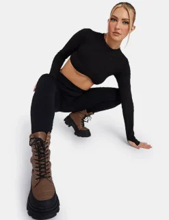 Best Long Sleeve Underbust Crop Top Sculpt & Leisure | Kaiia The Label