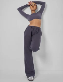 Online Long Sleeve Underbust Crop Top Dark Sculpt & Leisure | Kaiia The Label