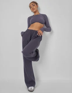 Online Long Sleeve Underbust Crop Top Dark Sculpt & Leisure | Kaiia The Label